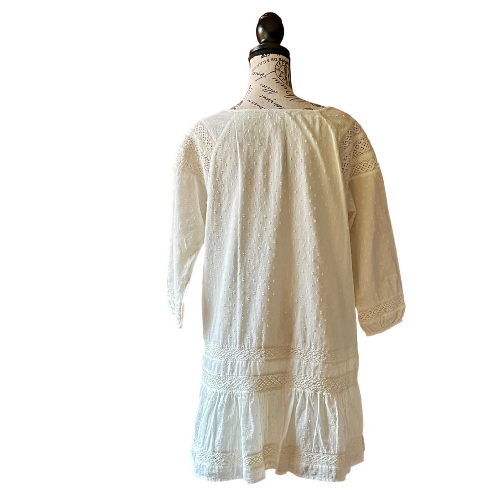 Lucky brand womens cream Swiss dot crochet boho peasent cottage core dress M - Picture 4 of 10